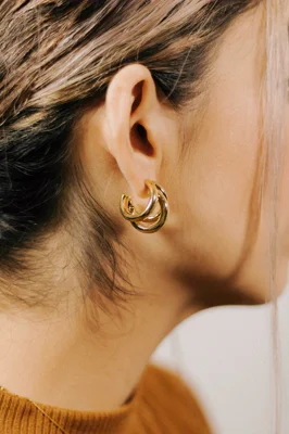 Gold Lobe Hoops